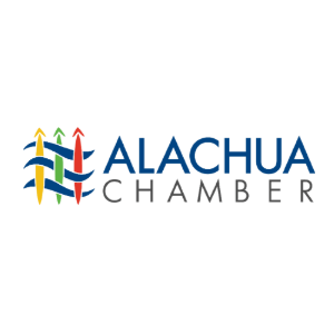 Alachua Chamber logo with colorful abstract arrows