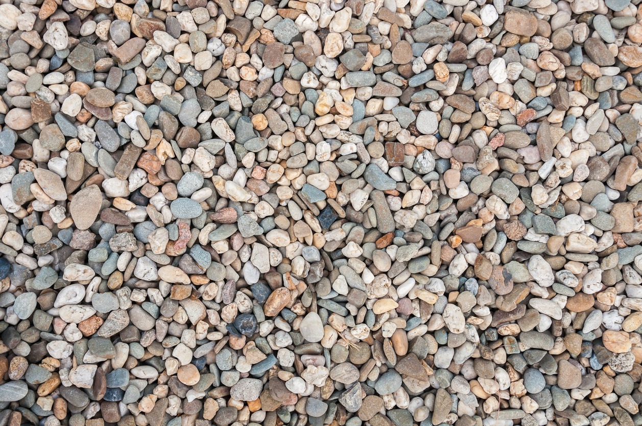 Close-up of mixed smooth river pebbles